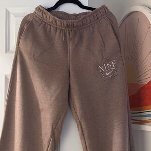 Nike Brown/Tan Fleece Joggers with Logo